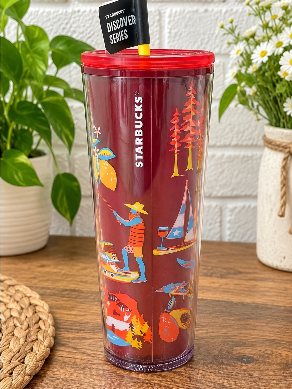 Starbucks Red Discover Series California 24oz. Tumbler with Outdoor Scenes